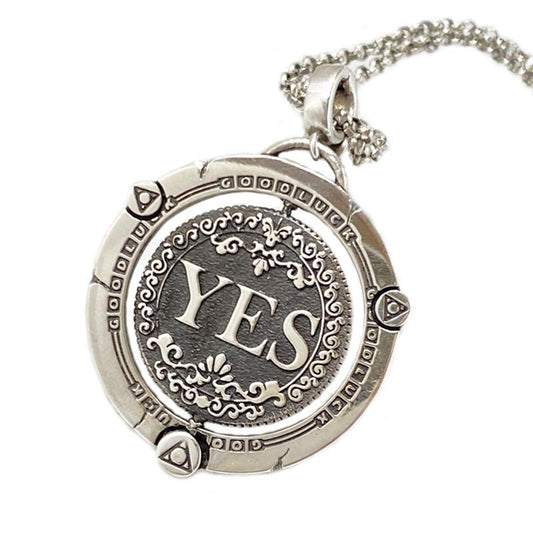 YES or NO The Decision Coin Necklace, Decision Maker Coin Divination Necklace
