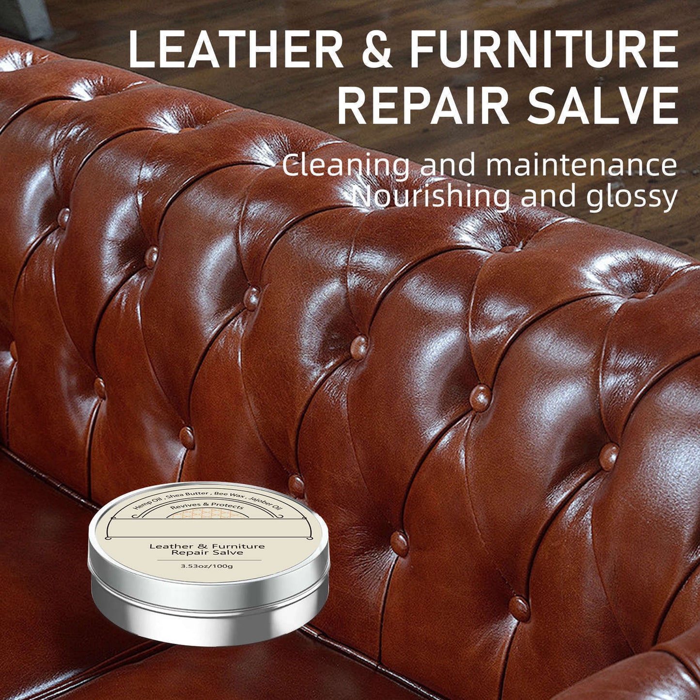 Leather & Furniture Repair Salve + Applicator Brush for Couches and Furniture