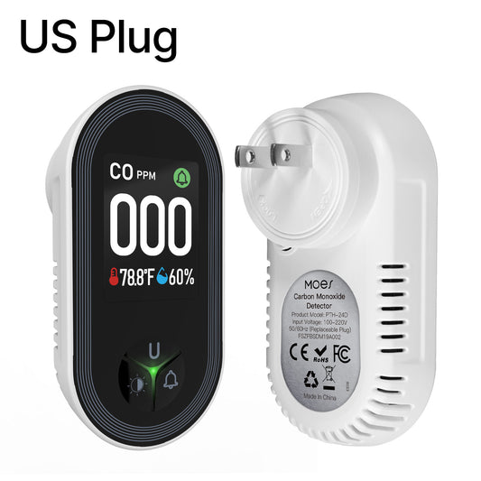 Carbon Monoxide Detectors Leak Detector Plug in  Alarm with Fahrenheit(°F) & Humidity
