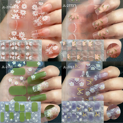 Spring Gel Nail Strips Stickers 3 Sheets Flowers Gel Nail Stickers