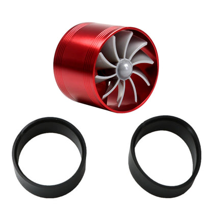 Car Air Intake Turbonator Dual Fan Turbine Super Charger Gas Fuel Saver Turbo