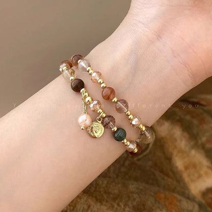Double-Layer Crystal Pearl Beaded Bracelet for Women