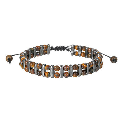 Adjustable Size 7-8 Inches Protection Bracelet for Men - Natural Tiger's Eye & Hematite Gemstone