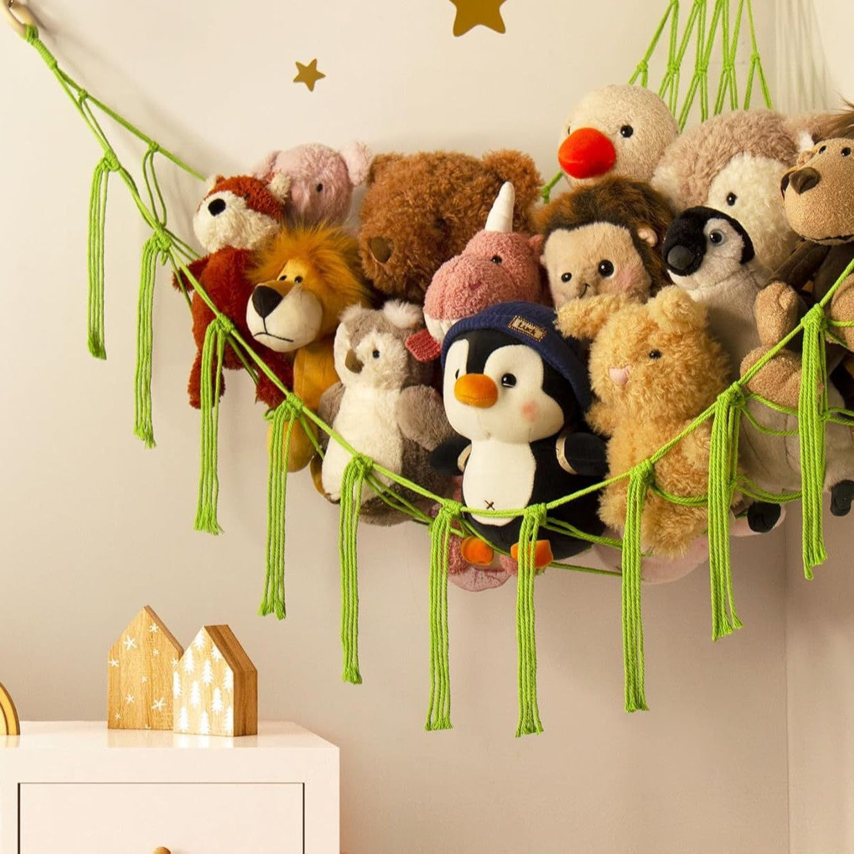 Stuffed Animal Hammock Corner, Hand-knitted Large Plushie Net