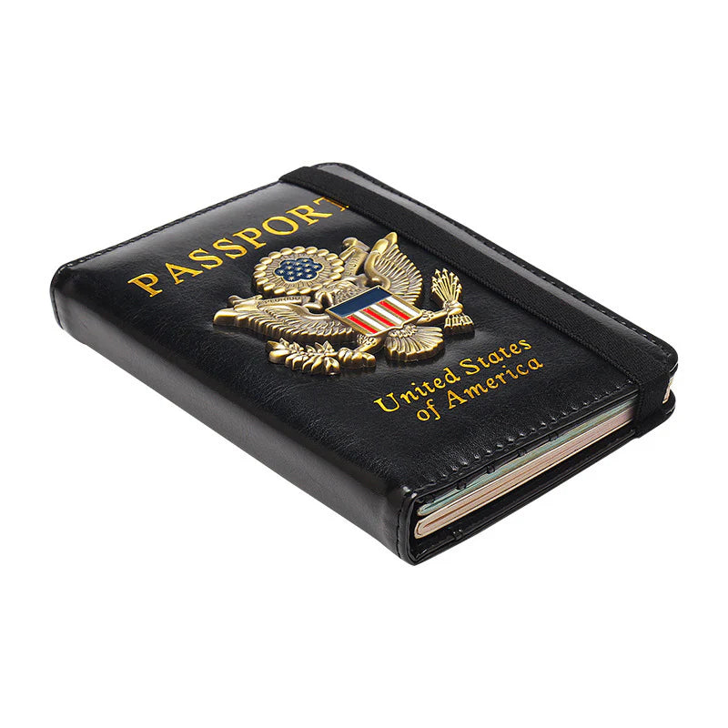 RFID Blocking Passport Holder with US Metal Badge