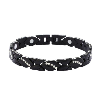 Cubic Zirconia Link Magnetic CZ Electroplated Copper Alloy Bracelet for Women