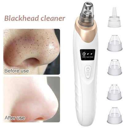 Rechargeable Blackhead Remover, Facial Pore Cleaner With 3 Adjustable Suction Powers, 5 Probes