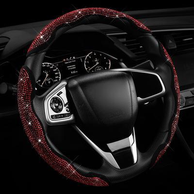 3PCS Segmented Diamond Bling Car Steering Wheel Cover, Universal for 99% Cars for Women