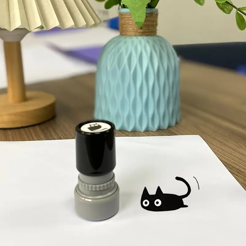 4Pcs Cute Black Cat Kitten Stamps for Stamp Cards, Letters and Diaries Decorative Mini Stamps