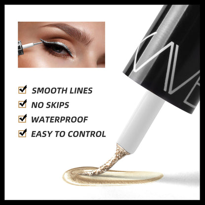5 Colors Glitter Eyeliner Colorful Set,Metallic Shimmer White Silver Brown Diamond Shine Eye Liner