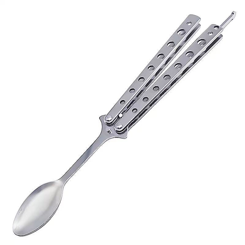 Tactical Butterfly Spoon — Stainless Steel Folding Cutlery