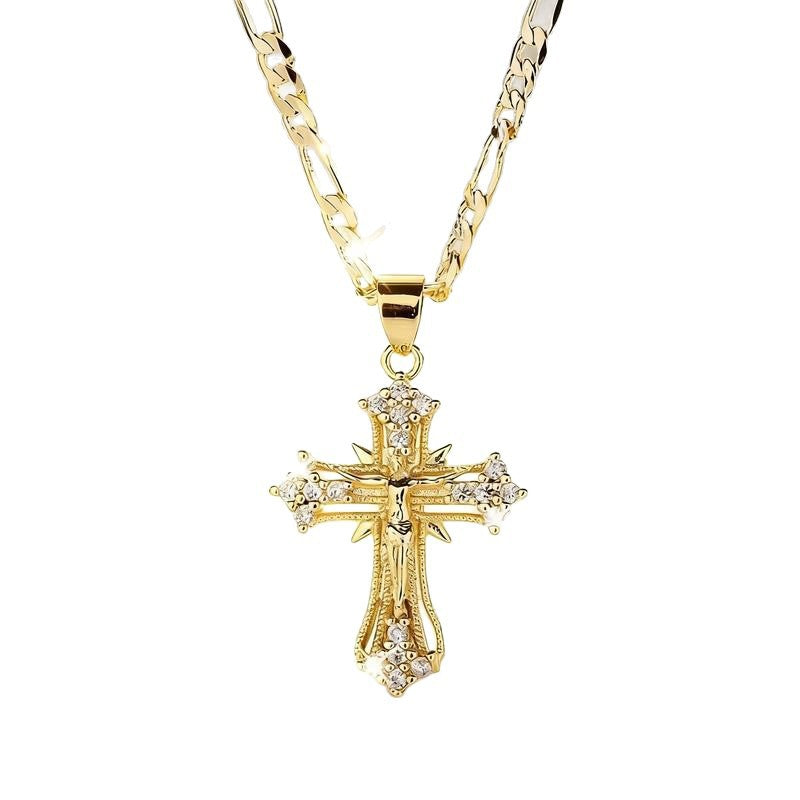 Cross Pendant Necklace with Sparkling Accents for Thanksgiving Graduation Gifts and Daily Wear