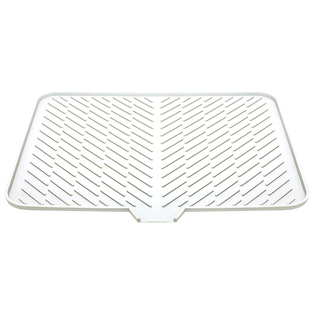 Silicone Dish Drying Mat with Built-in Drain Lip - Tray Protects Surfaces Prevents Water Build Up
