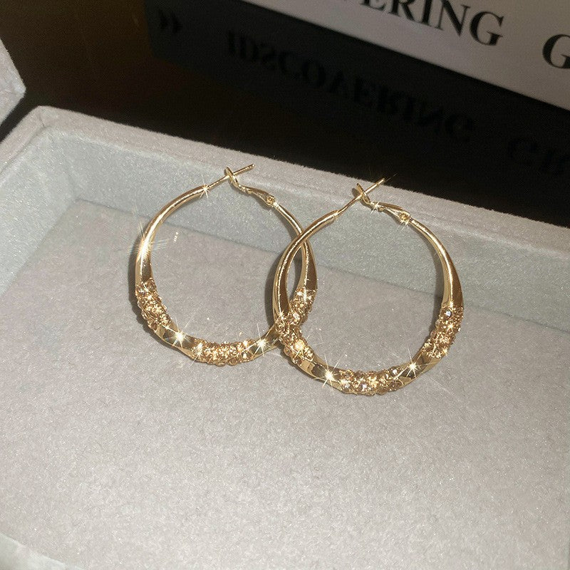 Elegant circle earrings with zircons Trendy Unique Pattern Hoop Earring