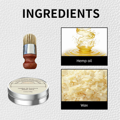 Leather & Furniture Repair Salve + Applicator Brush for Couches and Furniture