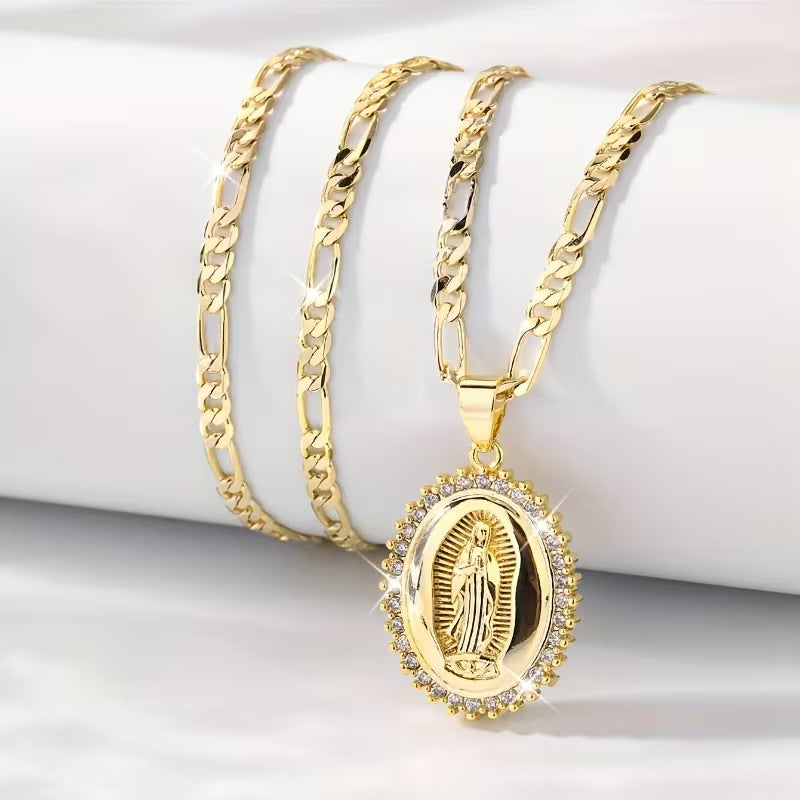 Elegant Virgin of Guadalupe Pendant Necklace