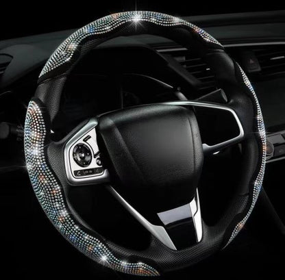 3PCS Segmented Diamond Bling Car Steering Wheel Cover, Universal for 99% Cars for Women