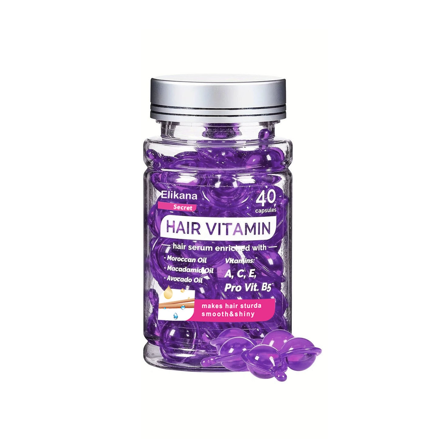 Hair Oil 40 Capsules with Keratin, Argan Oil & Jojoba Oil