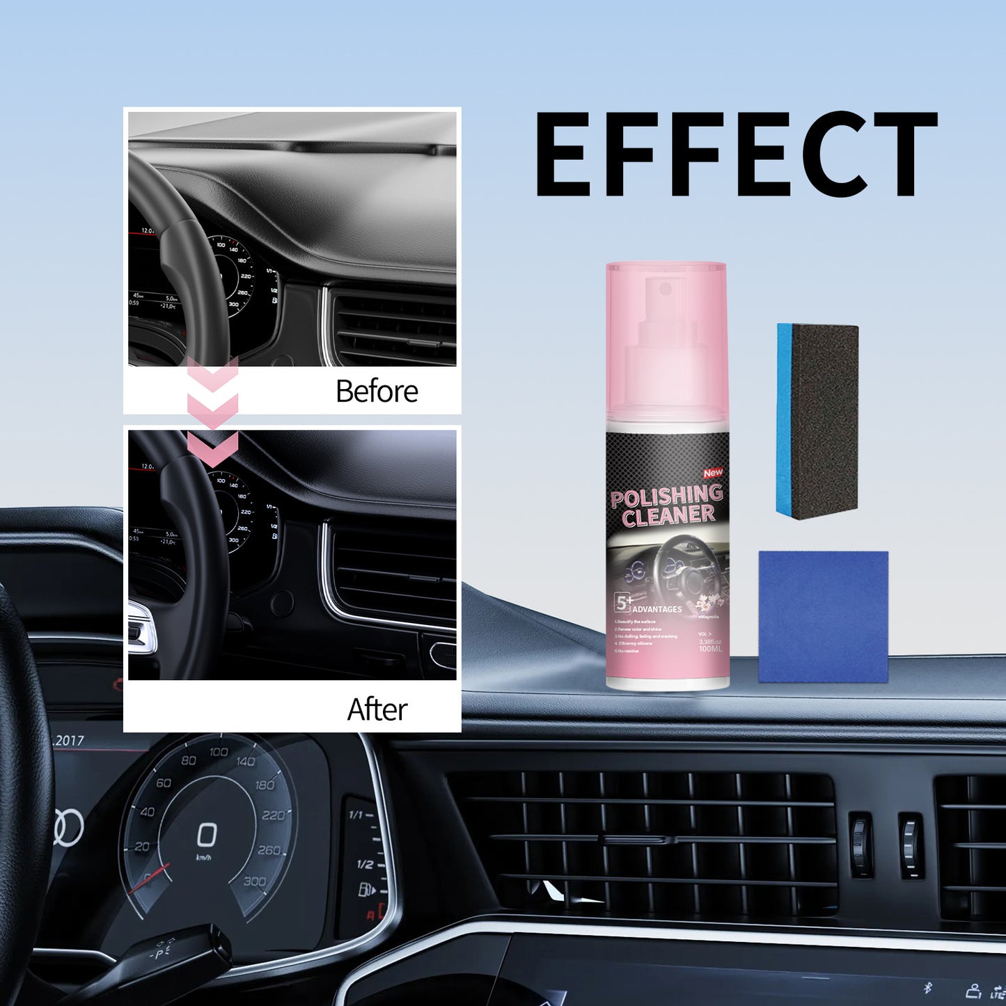Car Interior Cleaner Set, Long Lasting Super Shine Dressing and Car Interior Detailer Spray