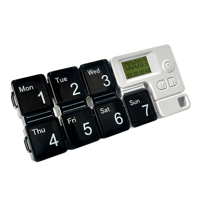 7 Day Medicine Pill Organizer, 4 Reminder Alarms, Loud Sound