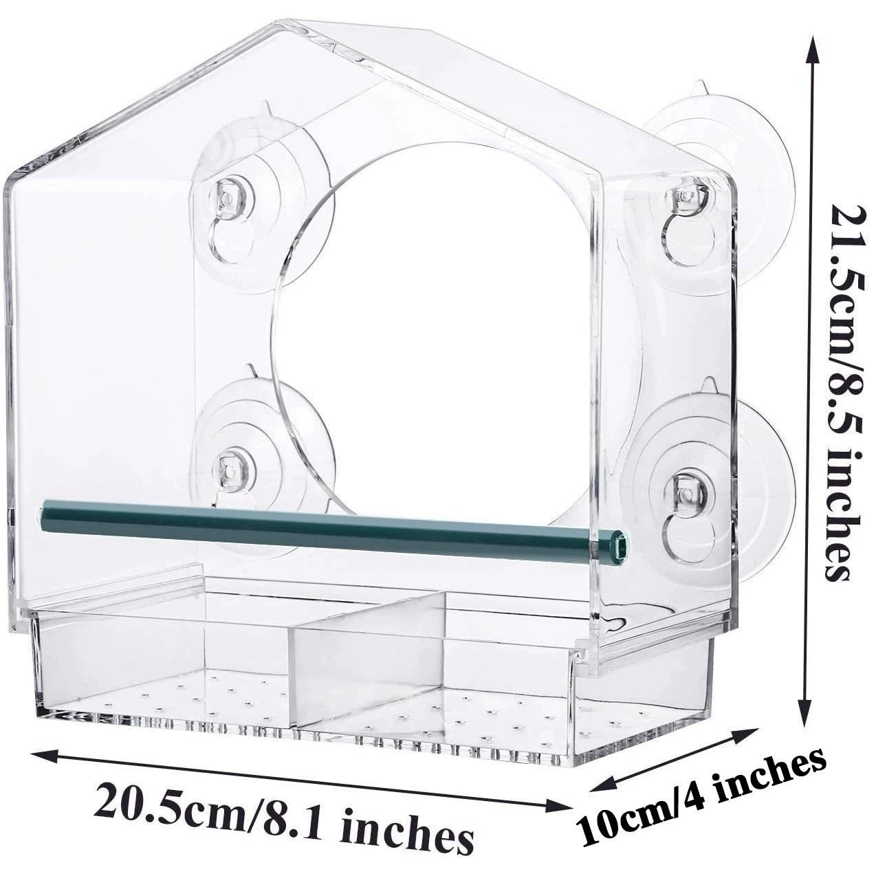 Acrylic Window Bird Feeder with 4 Strong Suction Cups