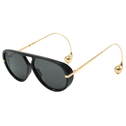 Oversized Aviator Sunglasses for Women With Earring Trendy Large Big Double Bridge