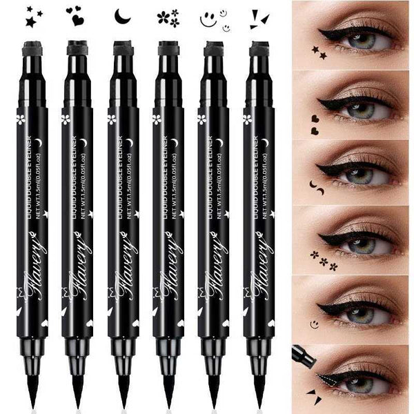 6pcs Double-sided Waterproof Slim Gel Liquid Stamp Eyeliner Pens Set