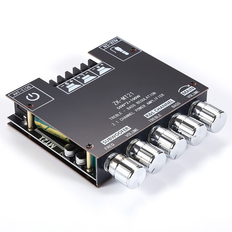 ZK-MT21 Bluetooth Amplifier Board, 2.1 Channel Subwoofer Amp Board with Treble/Bass/Sub Control