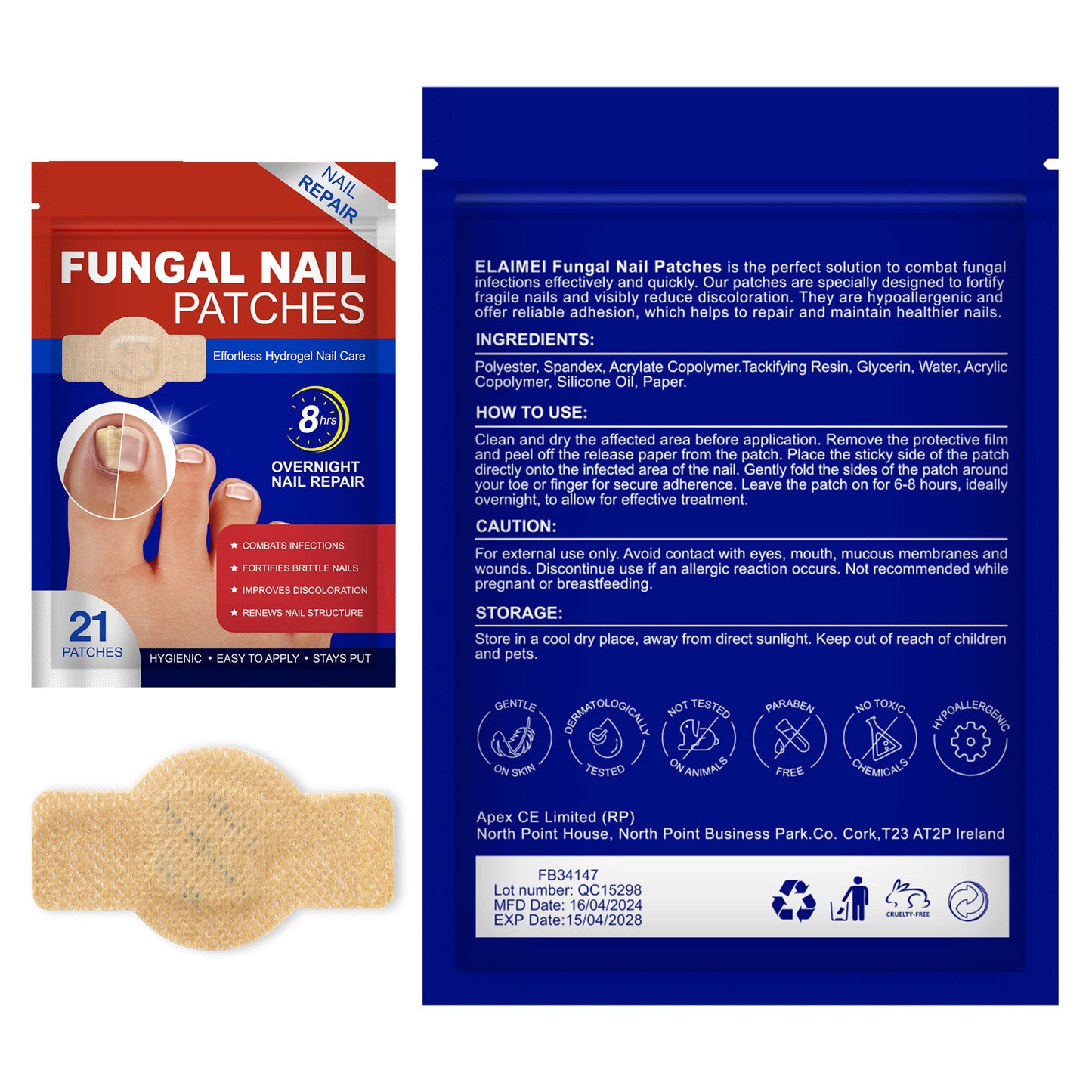 21Pcs Fungal Nail Patches: Extra Strength Treatment to Restore Healthy-Looking Nails