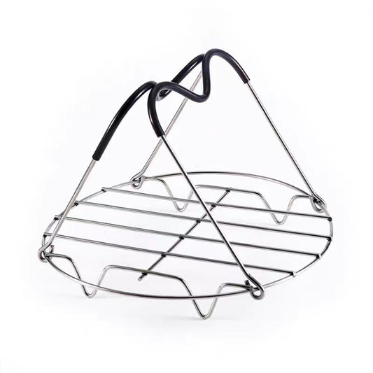 Steamer Rack Trivet with Heat Resistant Silicone Handles Compatible