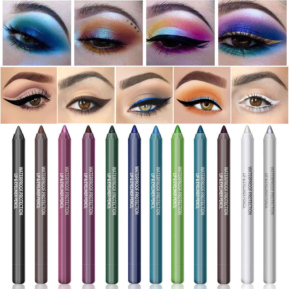 12-Pack Eyeliner Pencil Waterproof Colored Gel Liners with Metallic & Shimmer Finishes Smudge-Proof