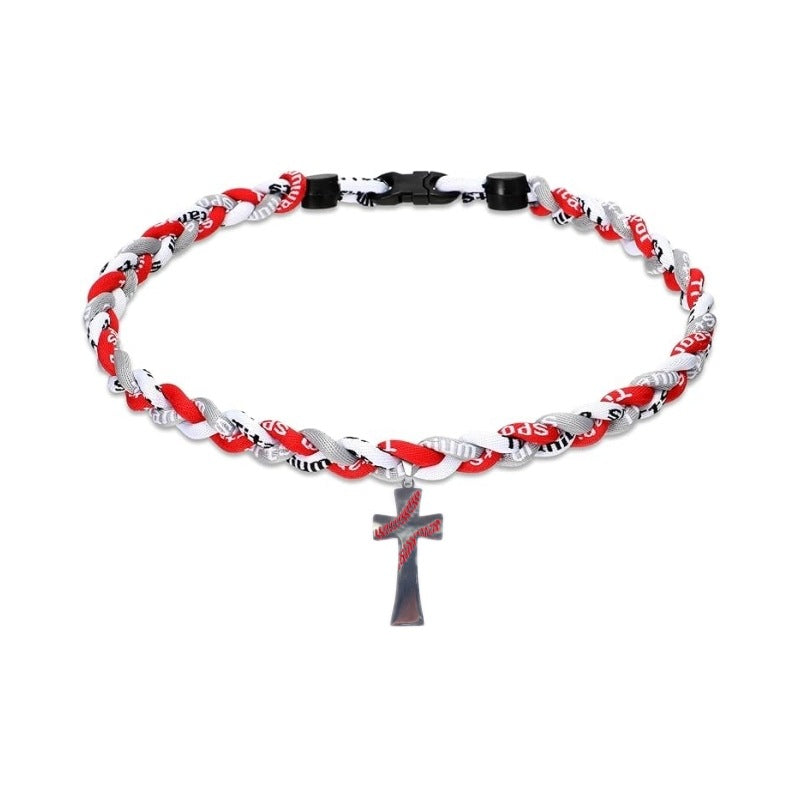3 Rope Baseball Cross Necklace Baseball Titanium Necklace Stainless Steel Cross Pendant