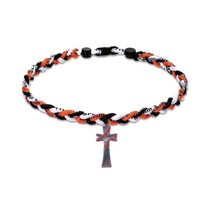 3 Rope Baseball Cross Necklace Baseball Titanium Necklace Stainless Steel Cross Pendant