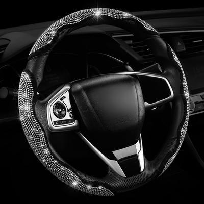 3PCS Segmented Diamond Bling Car Steering Wheel Cover, Universal for 99% Cars for Women