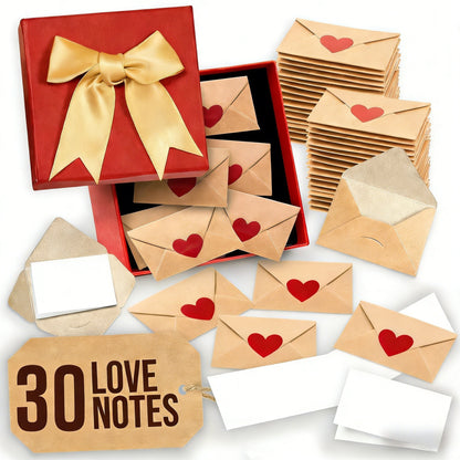 DIY Love Notes Box - 30pcs Mini Blank Cards & Envelopes Set