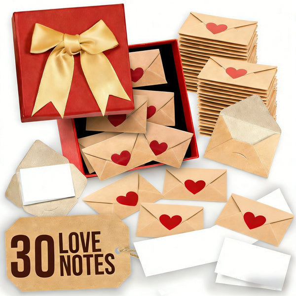 DIY Love Notes Box - 30pcs Mini Blank Cards & Envelopes Set