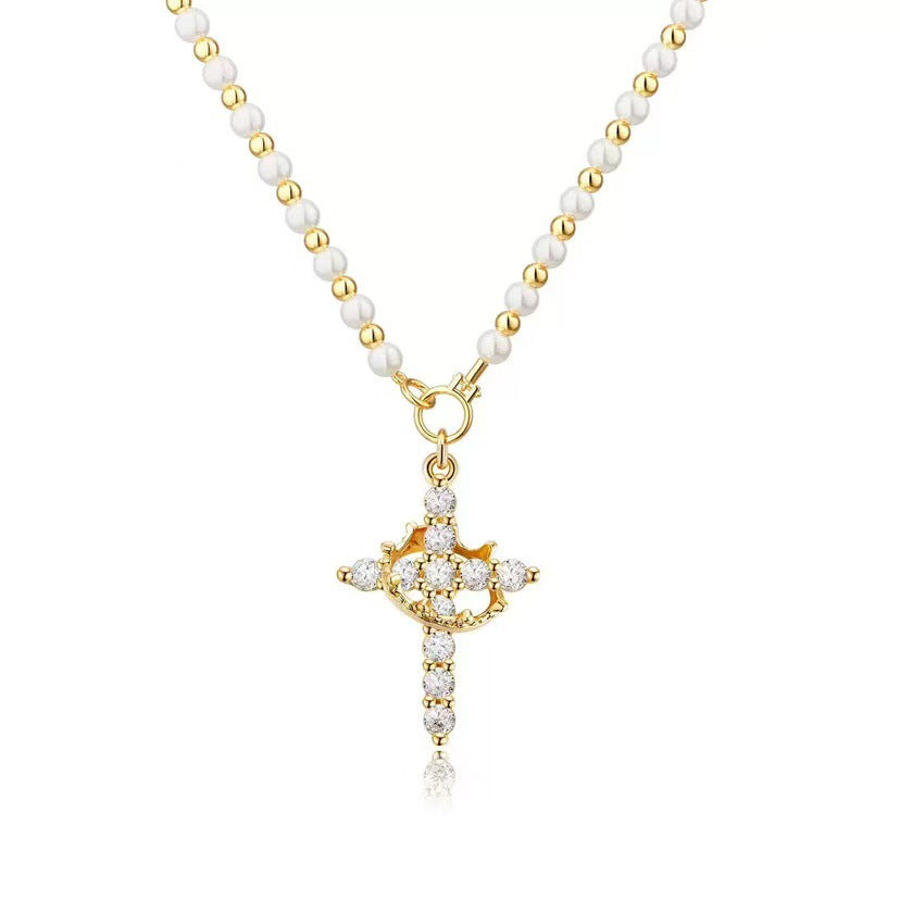Crown Cross Necklace, Non-Tarnish Faith Jewelry for Women