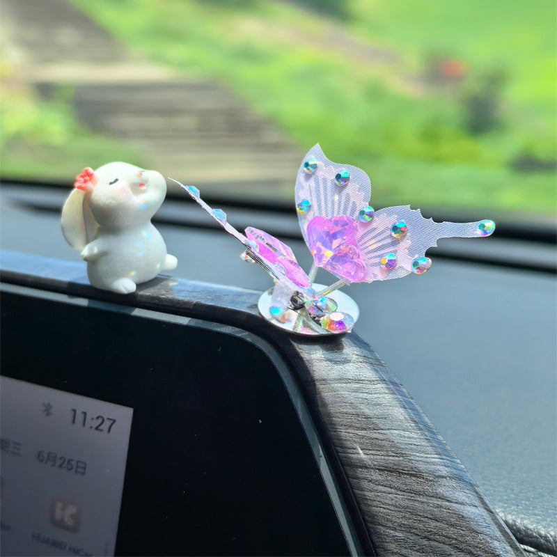 4Pcs Simulated Butterfly Car Accessories Dashboard Decorations, Cute Rear View Mirror Accessories Car Dash Decor