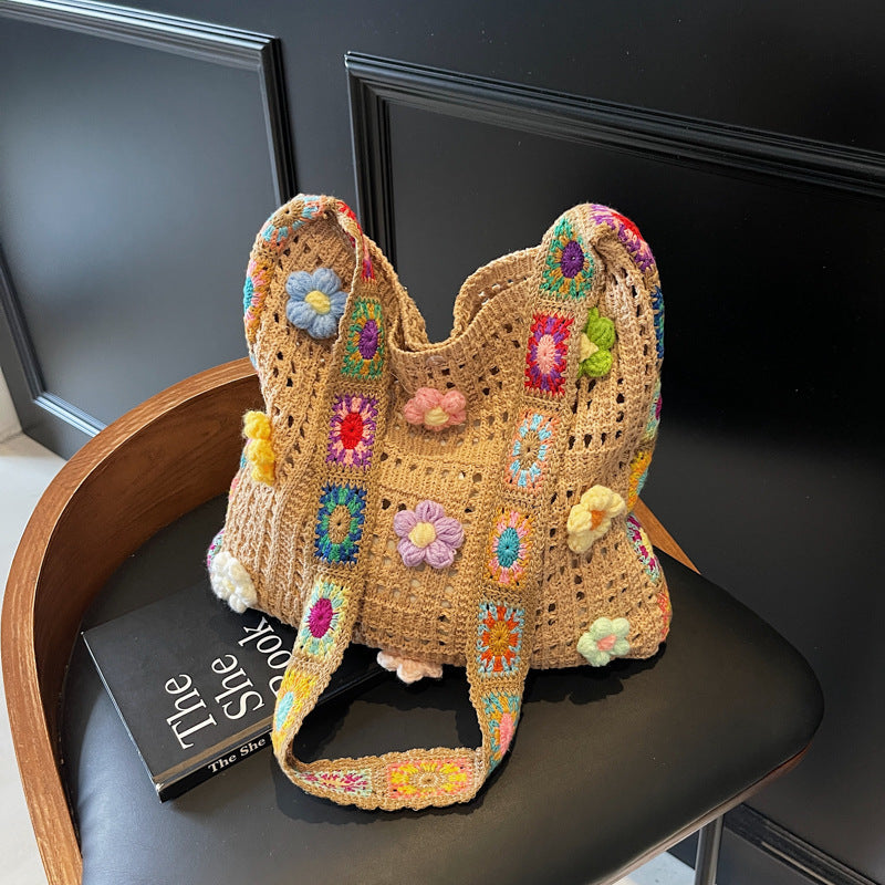 Crochet Knit Boho Shoulder Bag for women