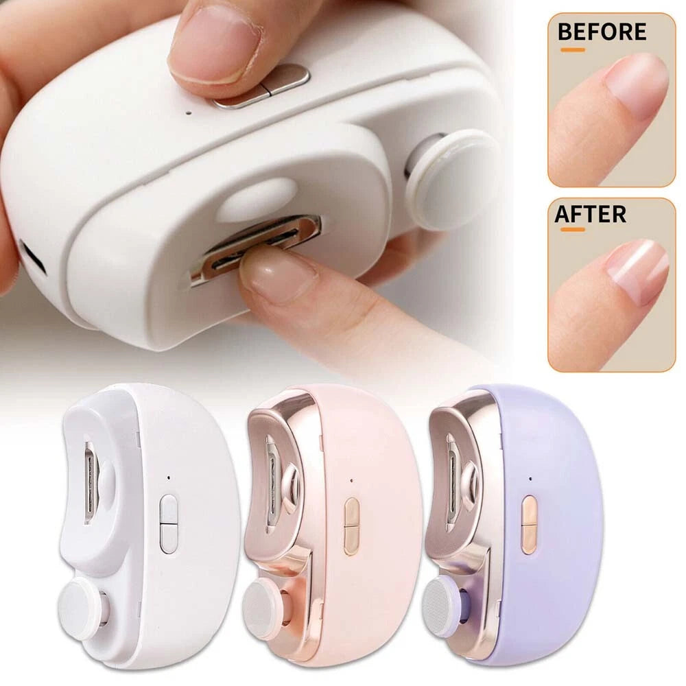 3-in-1 Automatic Electric Nail Clipper & Polisher with Light, 2-Speed