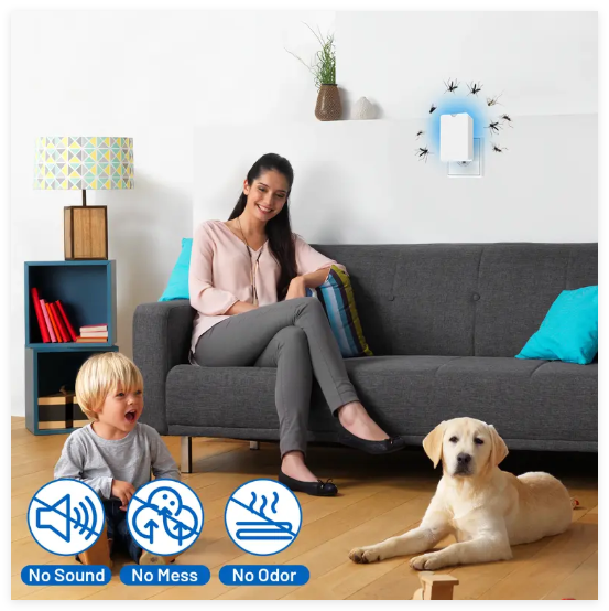 Flying Insect Trap for Indoor Use – Plug-in Bug Catcher with 5 Refill Cartridges & Blue/UV Light Technology – Mess-Free Solution for Gnats,