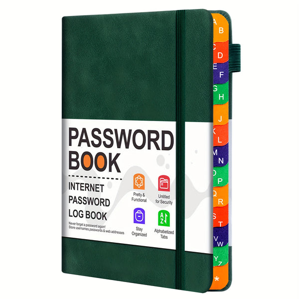 Password Book with Alphabetical Tabs – Internet Address & Password Organizer