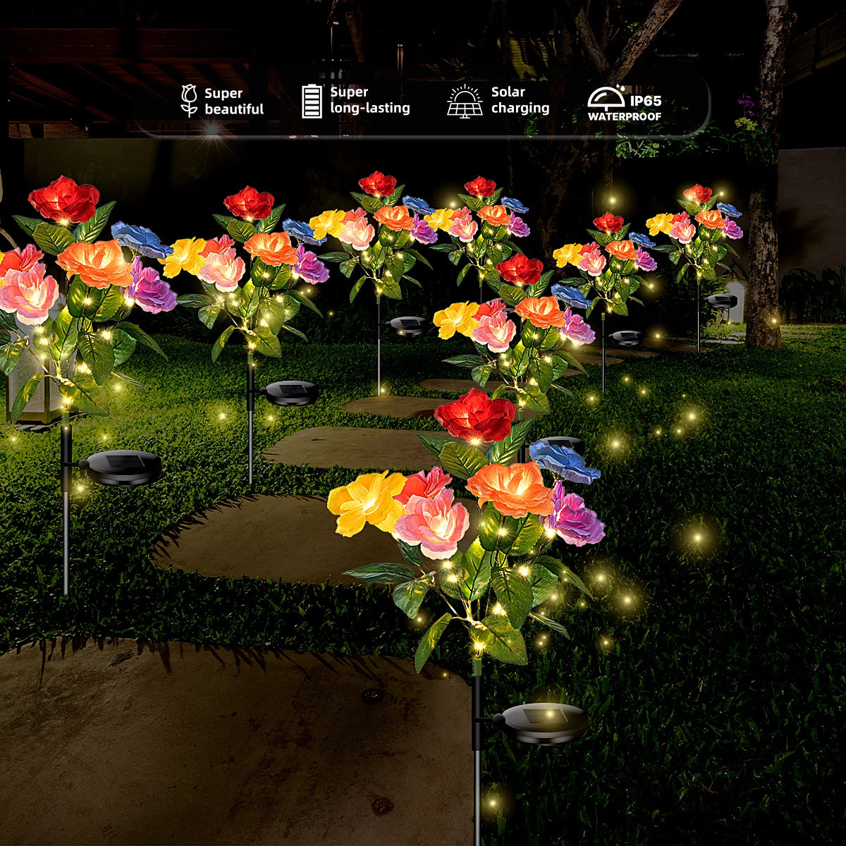 7-head Solar Waterproof Garden Lights for Outside