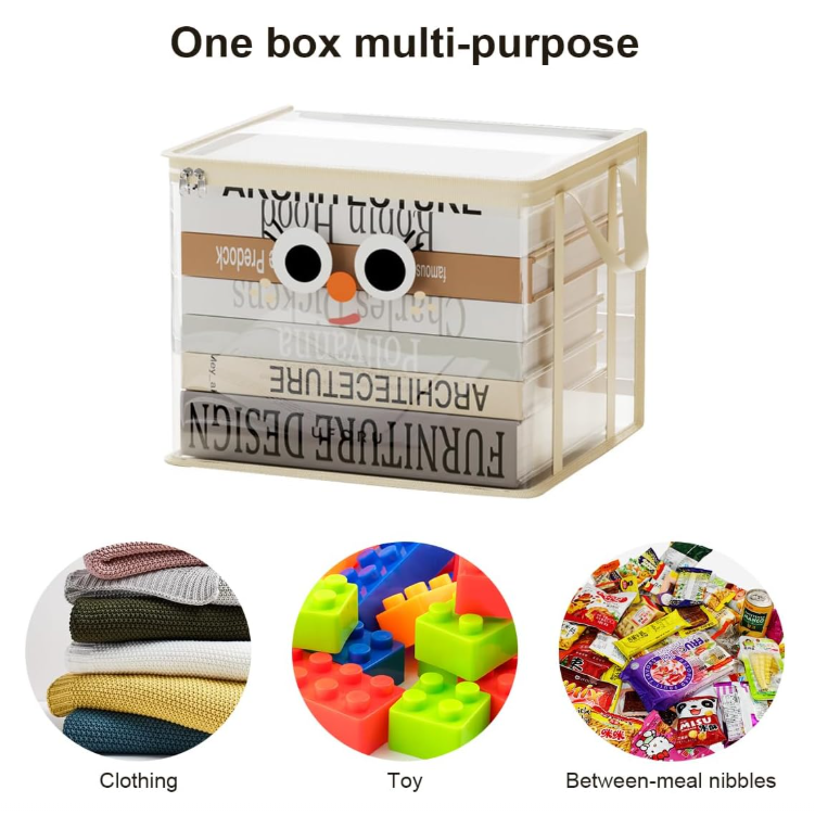 Clear Foldable Dustproof Organizer Tote for Books and Notebooks
