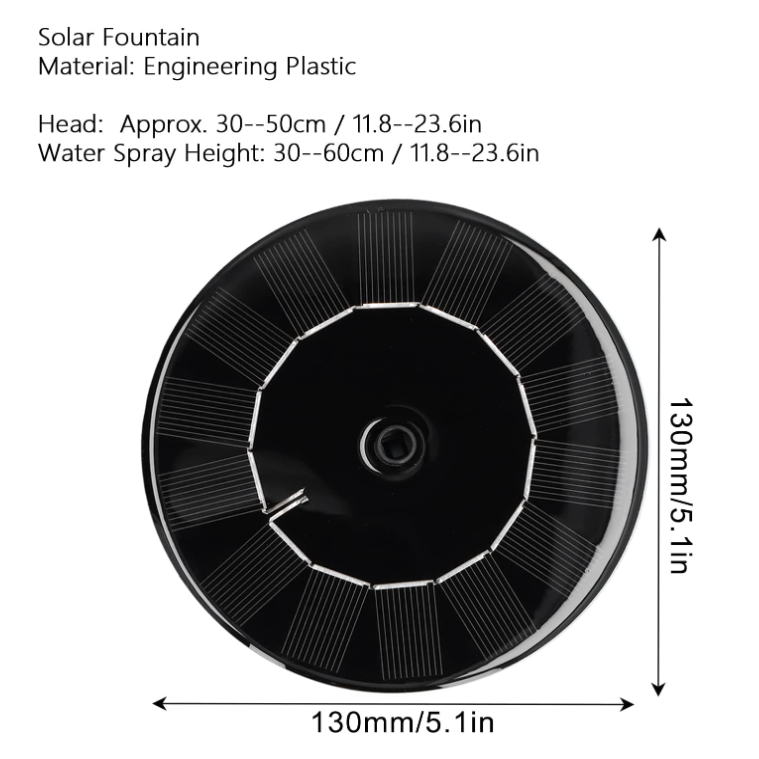 Floating Solar Powered Water Fountain Pump with 2 Nozzle 4 Spray Muff