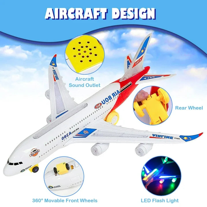 Airbus Plane with Flashing Lights Bump-N-Go A380 Model Toy