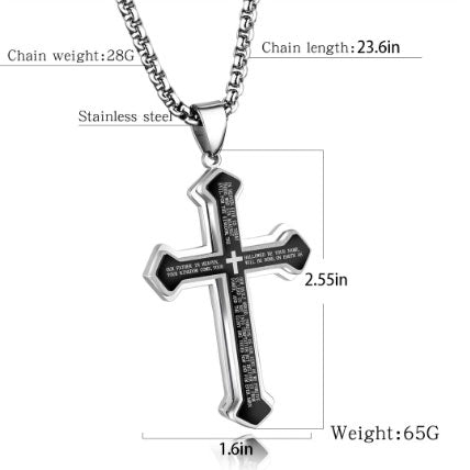 Big Men Novelty Cross Necklace Pendant Stainless Steel