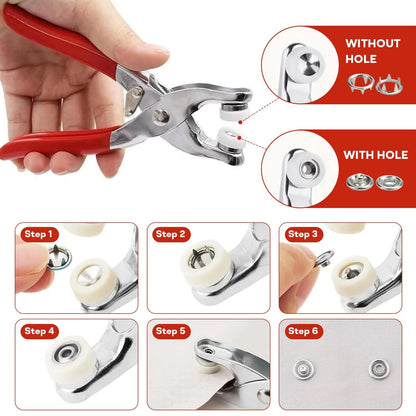 Metal Snap Button Kit 100set, 9.5mm Snap Fasteners Kit with Pliers