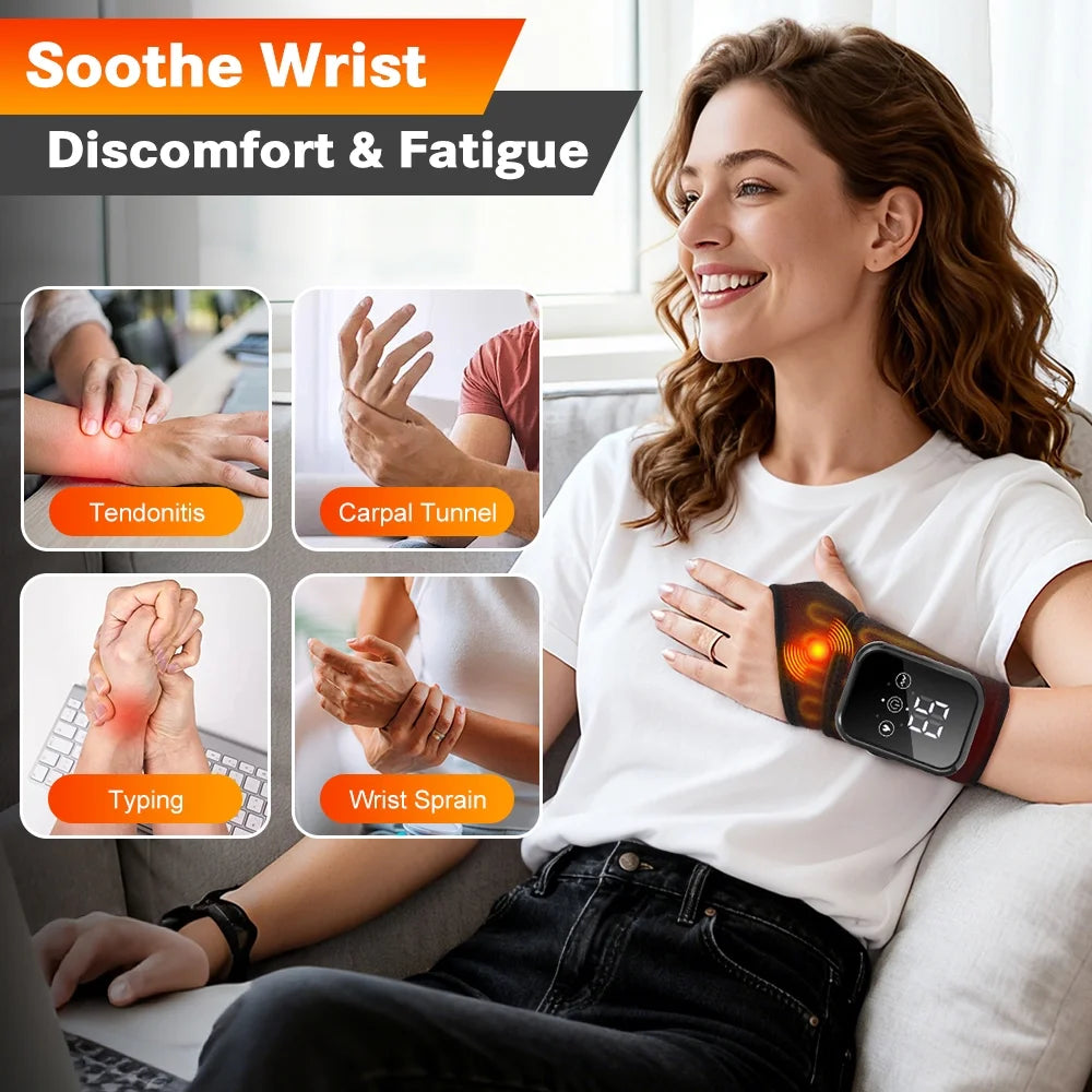 Rechargeable Cordless Wrist Heating Pad, Multiple Heat & Vibration Modes