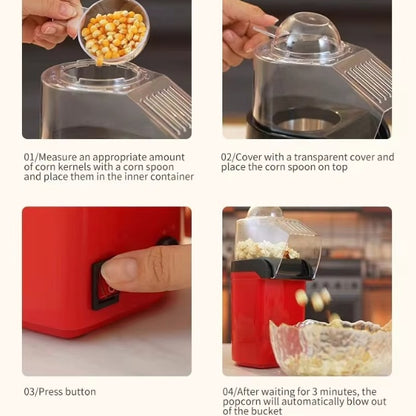 Automatic Mini Popcorn Machine – Portable Hot Air Popcorn Maker